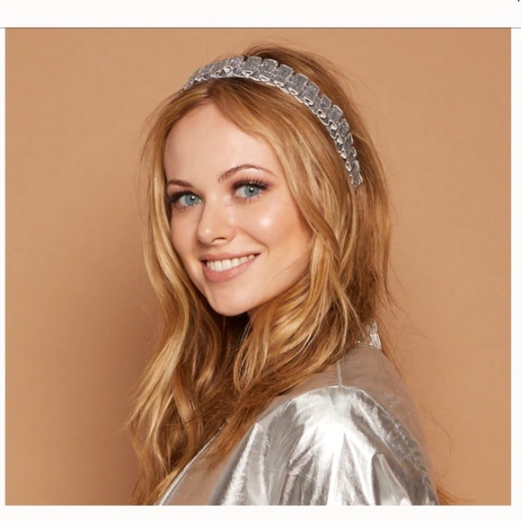 Eugenia Kim New York RAFAELA METALLIC VELVET HEADBAND in Silver - New